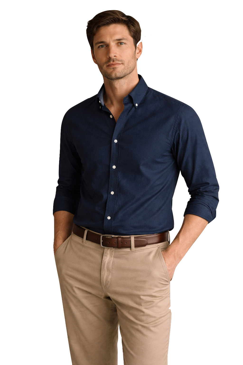 The same shirt after being cut and sewn to this wearer's measurements